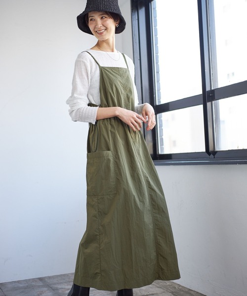 LEPSIM（レプシィム）の「ナイロンミリタリーキャミワンピース　188215（ワンピース・レディース・カーキ/チャコールグレー・FREE）」の6枚目の写真