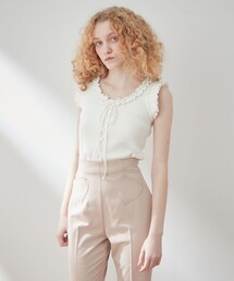 DEICY | リブフリルレースアップカットソー(Tシャツ/カットソー)