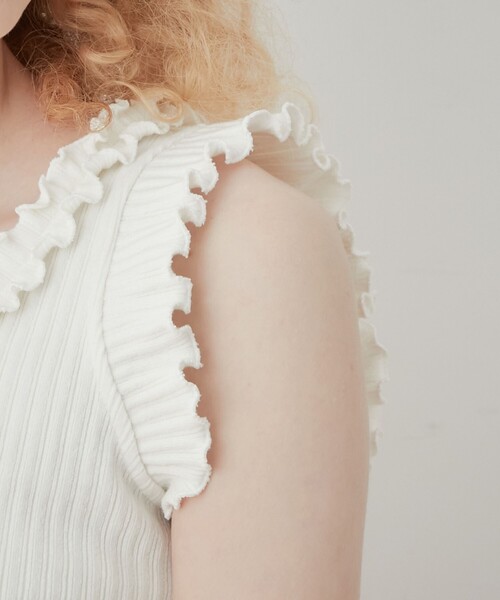 DEICY（デイシー）の「リブフリルレースアップカットソー（Tシャツ/カットソー・レディース・オフホワイト/ピンク・FREE）」の8枚目の写真