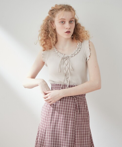 DEICY（デイシー）の「リブフリルレースアップカットソー（Tシャツ/カットソー・レディース・オフホワイト/ピンク・FREE）」の18枚目の写真