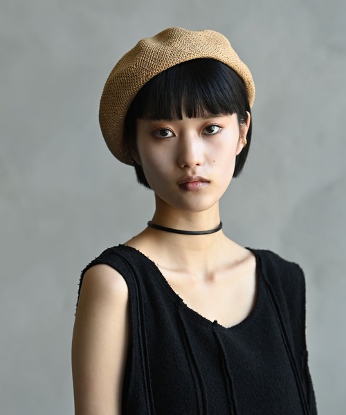 funda mine（ファンダマイン）の「funda mine 【通気性抜群】ペーパーベレー帽（ハンチング/ベレー帽・レディース・ブラック/ベージュ・FREE）」の2枚目の写真