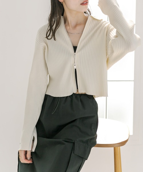 mystic（ミスティック）の「衿付Wジップニット（ニット/セーター