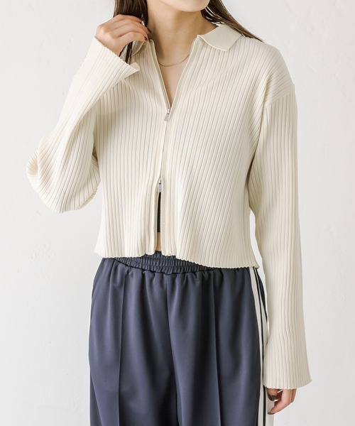 mystic（ミスティック）の「衿付Wジップニット（ニット/セーター