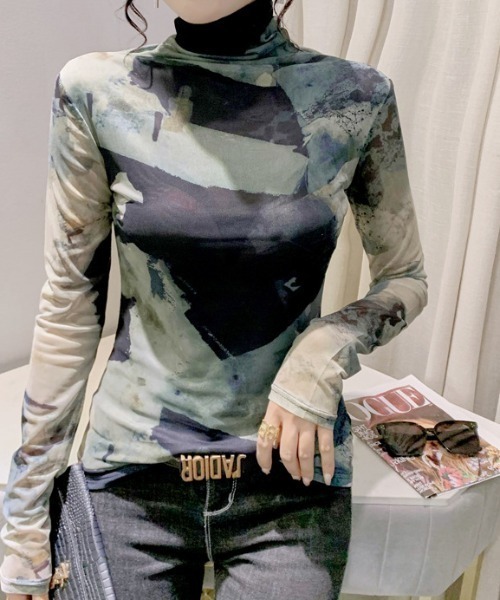 deux amour（ドゥーザムール）の「ムラ染めハイネックチュール長袖プルオーバー（その他トップス・レディース・グリーン・FREE）」の10枚目の写真