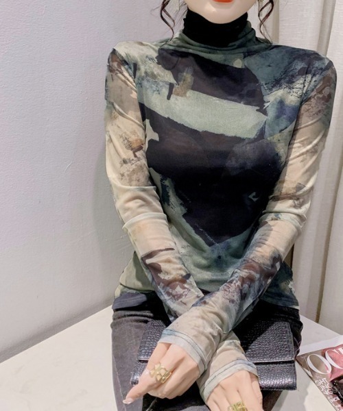 deux amour（ドゥーザムール）の「ムラ染めハイネックチュール長袖プルオーバー（その他トップス・レディース・グリーン・FREE）」の14枚目の写真