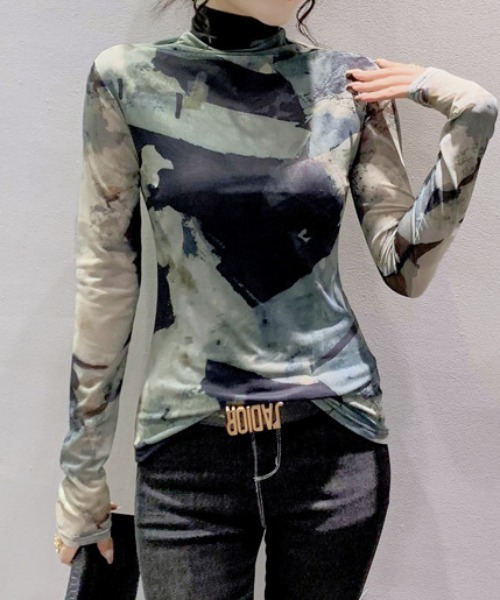 deux amour（ドゥーザムール）の「ムラ染めハイネックチュール長袖プルオーバー（その他トップス・レディース・グリーン・FREE）」の16枚目の写真