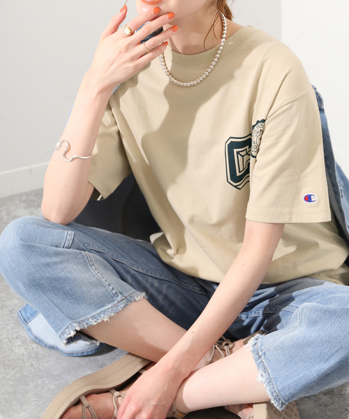 SLOBE IENA(スローブイエナ)の「【Champion / チャンピオン】SLOBE別注ロゴTシャツ(Tシャツ/カットソー・レディース・パープル/ホワイト系その他/ホワイト/ベージュ/ネイビー/ブラック/カーキ/アイボリー・FREE)」の6枚目の写真