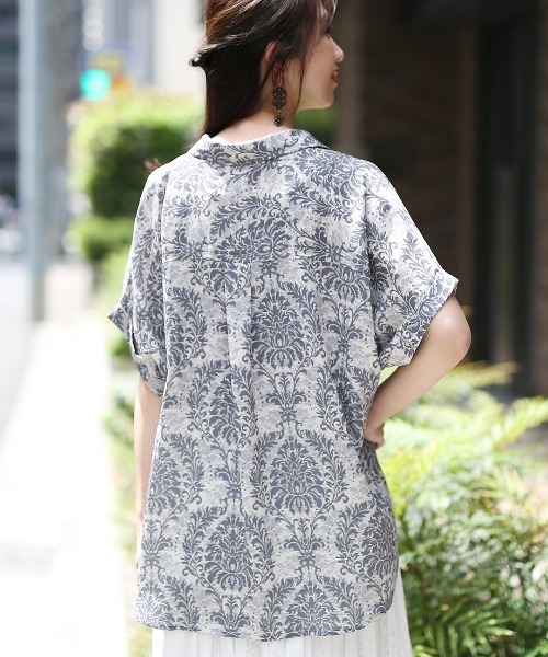 チチカカ(チチカカ)の「ダマスクボタニカルプリントプルオーバー(Tシャツ/カットソー・レディース・グレー/ブラック/ネイビー・FREE)」の22枚目の写真