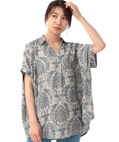 チチカカ(チチカカ)の「ダマスクボタニカルプリントプルオーバー(Tシャツ/カットソー・レディース・グレー/ブラック/ネイビー・FREE)」の17枚目の写真