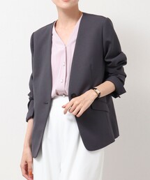 NOLLEY’S | ウォッシャブルSYツイルVネックジャケット(ノーカラージャケット)