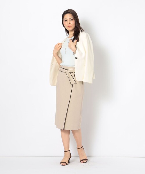 NOLLEY’S（ノーリーズ）の「ウォッシャブルSYツイルVネックジャケット（ノーカラージャケット・レディース・チャコールグレー/オフホワイト/ネイビー・38/40/36）」の5枚目の写真