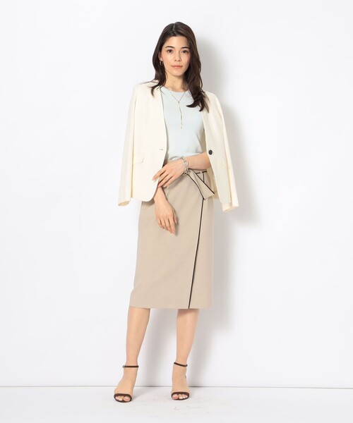 NOLLEY’S（ノーリーズ）の「ウォッシャブルSYツイルVネックジャケット（ノーカラージャケット・レディース・チャコールグレー/オフホワイト/ネイビー・38/40/36）」の7枚目の写真