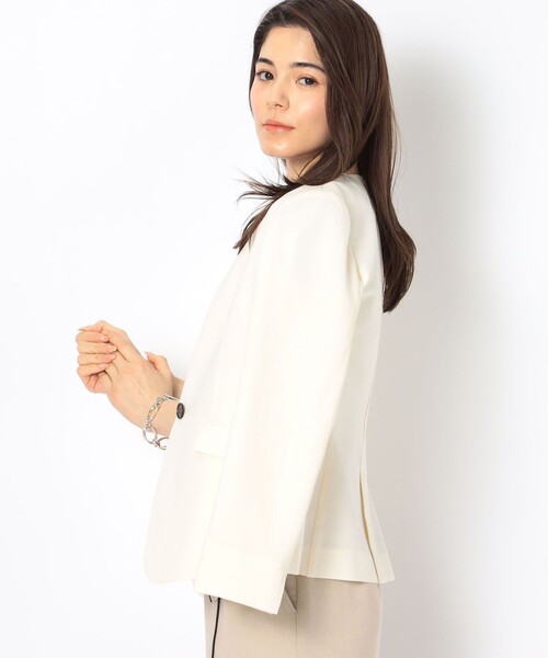 NOLLEY’S（ノーリーズ）の「ウォッシャブルSYツイルVネックジャケット（ノーカラージャケット・レディース・チャコールグレー/オフホワイト/ネイビー・38/40/36）」の9枚目の写真