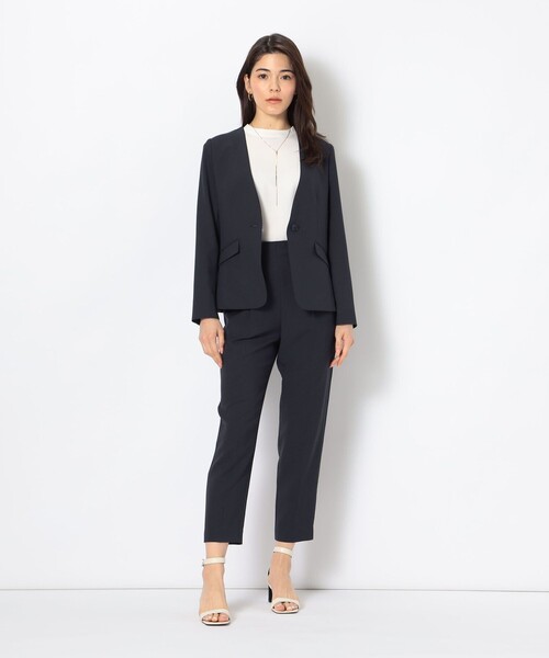 NOLLEY’S（ノーリーズ）の「ウォッシャブルSYツイルVネックジャケット（ノーカラージャケット・レディース・チャコールグレー/オフホワイト/ネイビー・38/40/36）」の11枚目の写真