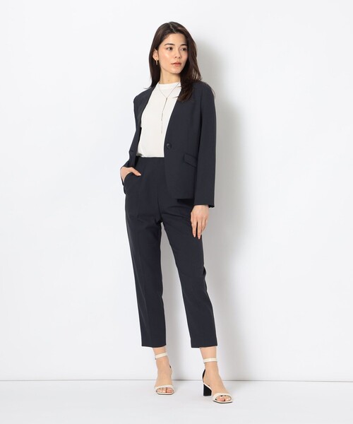 NOLLEY’S（ノーリーズ）の「ウォッシャブルSYツイルVネックジャケット（ノーカラージャケット・レディース・チャコールグレー/オフホワイト/ネイビー・38/40/36）」の12枚目の写真