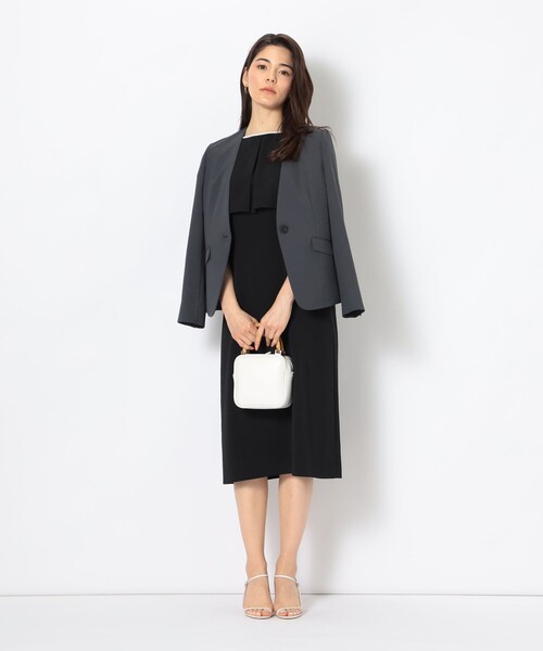 NOLLEY’S（ノーリーズ）の「ウォッシャブルSYツイルVネックジャケット（ノーカラージャケット・レディース・チャコールグレー/オフホワイト/ネイビー・38/40/36）」の19枚目の写真