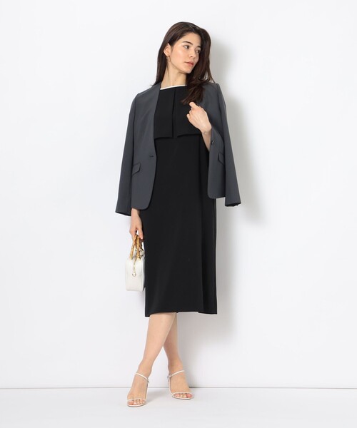 NOLLEY’S（ノーリーズ）の「ウォッシャブルSYツイルVネックジャケット（ノーカラージャケット・レディース・チャコールグレー/オフホワイト/ネイビー・38/40/36）」の21枚目の写真