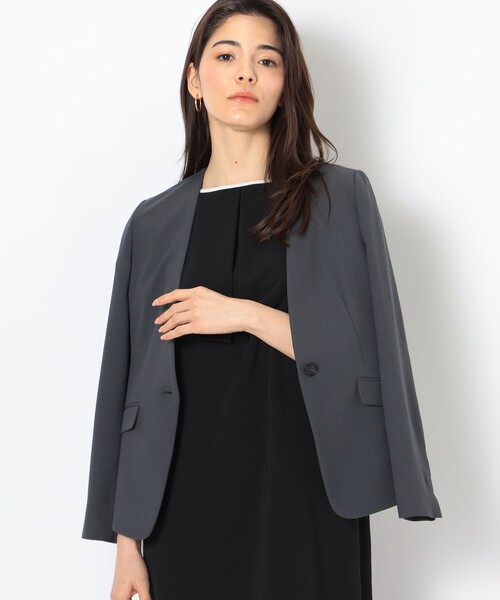 NOLLEY’S（ノーリーズ）の「ウォッシャブルSYツイルVネックジャケット（ノーカラージャケット・レディース・チャコールグレー/オフホワイト/ネイビー・38/40/36）」の22枚目の写真