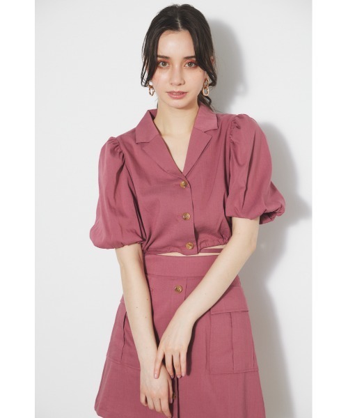 ブラウス シャツ サイドドロストリング プリントキャミソール レディース DOUBLE STANDARD CLOTHING ブラウス シャツ サッカーストレッチ