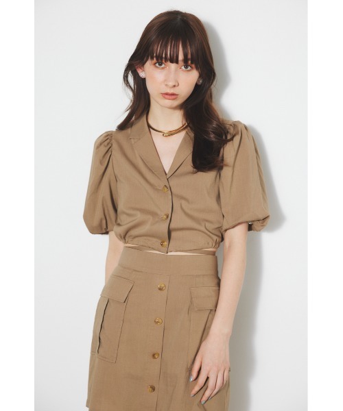 rienda（リエンダ）の「ドローストリングヘムショートシャツ 春服（シャツ/ブラウス・レディース・ブラック/ブルー/ピンク/ベージュ・FREE）」の16枚目の写真