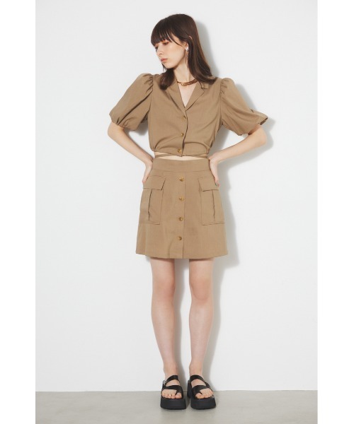 rienda（リエンダ）の「ドローストリングヘムショートシャツ 春服（シャツ/ブラウス・レディース・ブラック/ブルー/ピンク/ベージュ・FREE）」の18枚目の写真