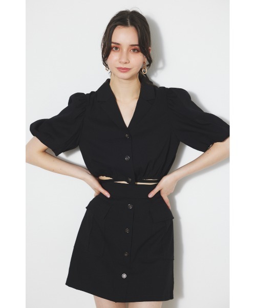 rienda（リエンダ）の「ドローストリングヘムショートシャツ 春服（シャツ/ブラウス・レディース・ブラック/ブルー/ピンク/ベージュ・FREE）」の7枚目の写真