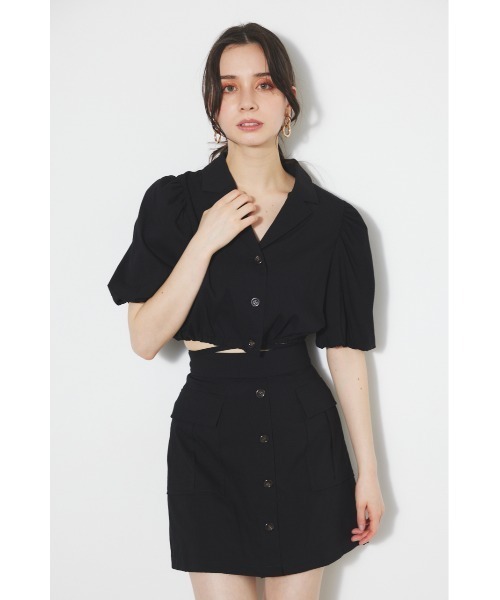 rienda（リエンダ）の「ドローストリングヘムショートシャツ 春服（シャツ/ブラウス・レディース・ブラック/ブルー/ピンク/ベージュ・FREE）」の8枚目の写真