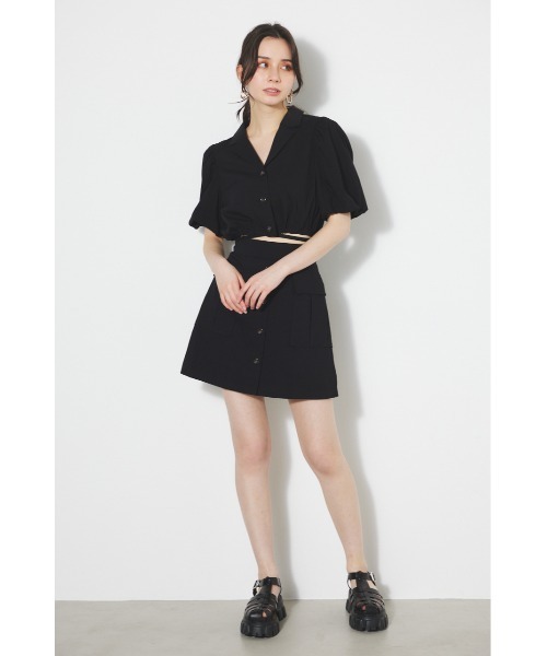 rienda（リエンダ）の「ドローストリングヘムショートシャツ 春服（シャツ/ブラウス・レディース・ブラック/ブルー/ピンク/ベージュ・FREE）」の9枚目の写真