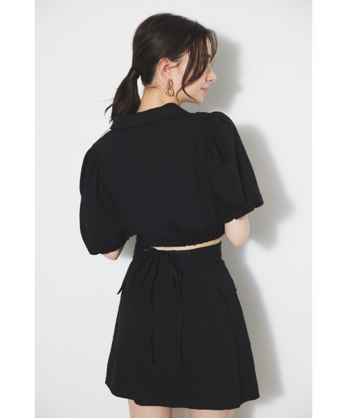 rienda（リエンダ）の「ドローストリングヘムショートシャツ 春服（シャツ/ブラウス・レディース・ブラック/ブルー/ピンク/ベージュ・FREE）」の6枚目の写真