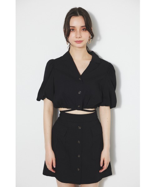 rienda（リエンダ）の「ドローストリングヘムショートシャツ 春服（シャツ/ブラウス・レディース・ブラック/ブルー/ピンク/ベージュ・FREE）」の10枚目の写真