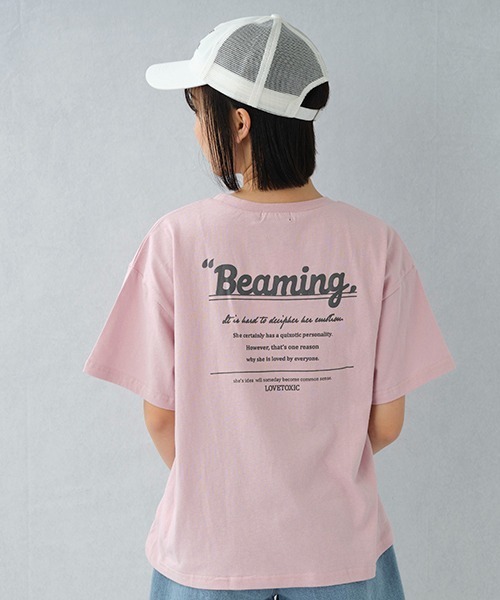 LOVETOXIC(ラブトキシック)の「ワンポイント刺しゅう半T(Tシャツ/カットソー・キッズ・オフホワイト/ピンク/ライトグレー/グリーン/チャコール・S/M/SS/L)」の5枚目の写真