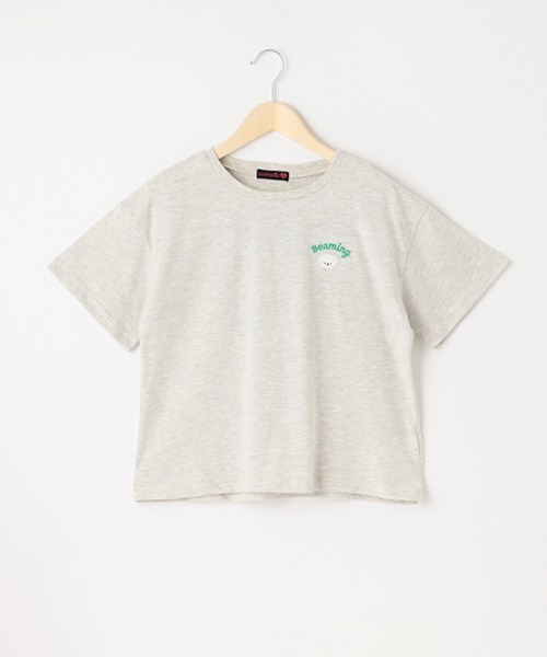 LOVETOXIC(ラブトキシック)の「ワンポイント刺しゅう半T(Tシャツ/カットソー・キッズ・オフホワイト/ピンク/ライトグレー/グリーン/チャコール・S/M/SS/L)」の2枚目の写真