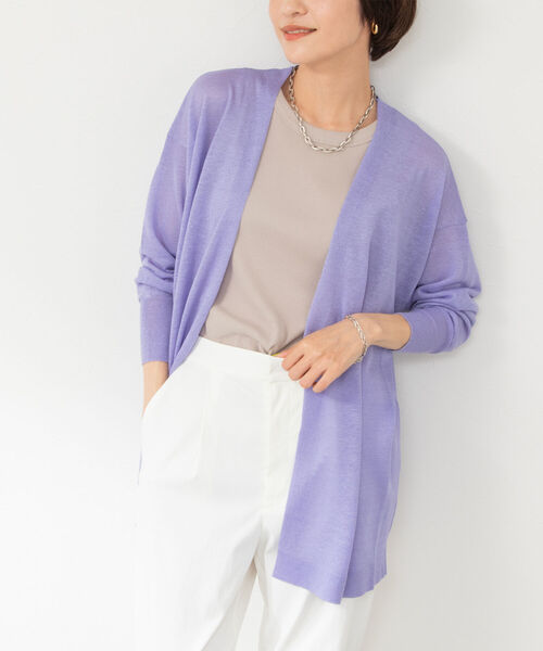 NOLLEY’S(ノーリーズ)の「パエーゼ着流しカーディガン(カーディガン/ボレロ・レディース・ブラック/オフホワイト/ラベンダー・FREE)」の2枚目の写真