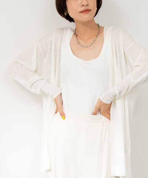 NOLLEY’S(ノーリーズ)の「パエーゼ着流しカーディガン(カーディガン/ボレロ・レディース・ブラック/オフホワイト/ラベンダー・FREE)」の3枚目の写真