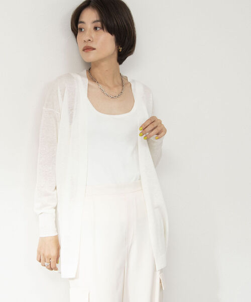 NOLLEY’S(ノーリーズ)の「パエーゼ着流しカーディガン(カーディガン/ボレロ・レディース・ブラック/オフホワイト/ラベンダー・FREE)」の7枚目の写真