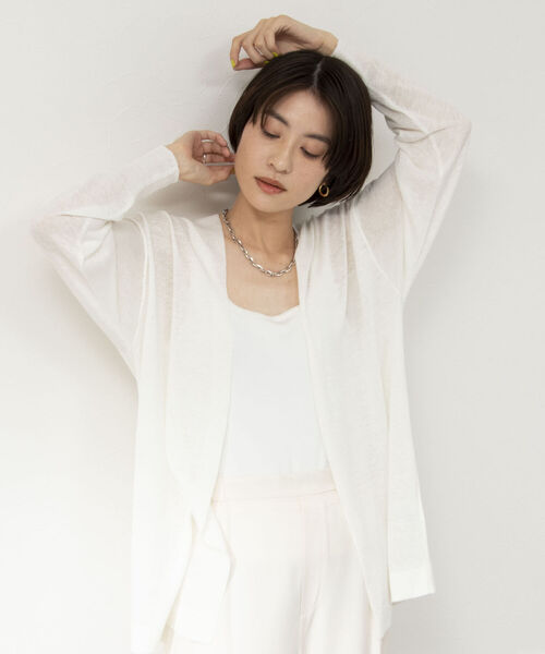 NOLLEY’S(ノーリーズ)の「パエーゼ着流しカーディガン(カーディガン/ボレロ・レディース・ブラック/オフホワイト/ラベンダー・FREE)」の6枚目の写真