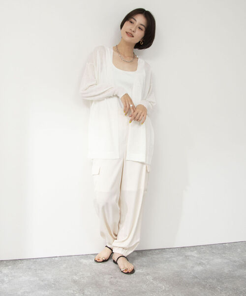 NOLLEY’S(ノーリーズ)の「パエーゼ着流しカーディガン(カーディガン/ボレロ・レディース・ブラック/オフホワイト/ラベンダー・FREE)」の4枚目の写真