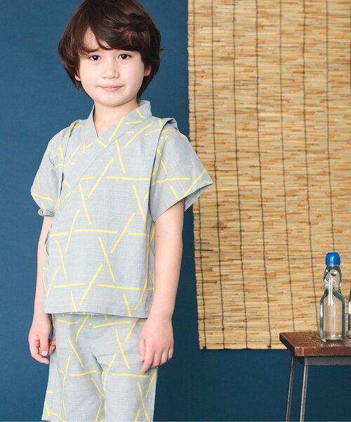 BREEZE（ブリーズ）の「【すっぽり着られる/8柄展開】総柄いろいろ甚平（浴衣・キッズ・オフホワイト/グレー/ブラック/ブラウン/レッド/ミント/チェック/ネイビー・80/90/100/110/120/130/140）」の11枚目の写真