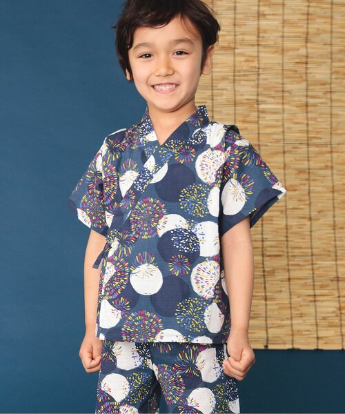 BREEZE（ブリーズ）の「【すっぽり着られる/8柄展開】総柄いろいろ甚平（浴衣・キッズ・オフホワイト/グレー/ブラック/ブラウン/レッド/ミント/チェック/ネイビー・80/90/100/110/120/130/140）」の13枚目の写真