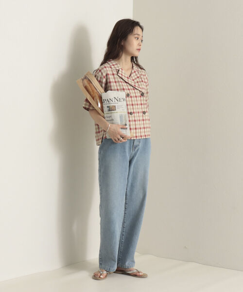 onulsoha(オヌルソハ)の「チェックダブルジャケットブラウス(シャツ/ブラウス・レディース・ブラウン系その他/パープル系その他/イエロー系その他・38)」の2枚目の写真