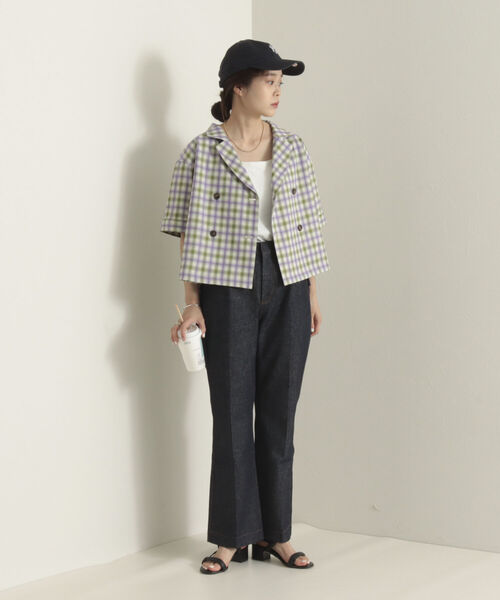 onulsoha(オヌルソハ)の「チェックダブルジャケットブラウス(シャツ/ブラウス・レディース・ブラウン系その他/パープル系その他/イエロー系その他・38)」の3枚目の写真