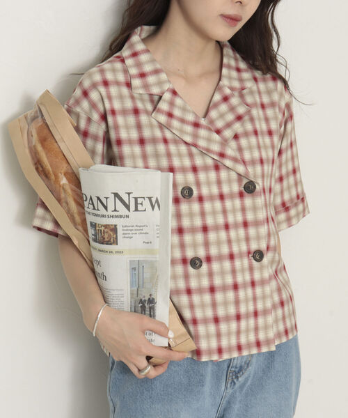 onulsoha(オヌルソハ)の「チェックダブルジャケットブラウス(シャツ/ブラウス・レディース・ブラウン系その他/パープル系その他/イエロー系その他・38)」の16枚目の写真