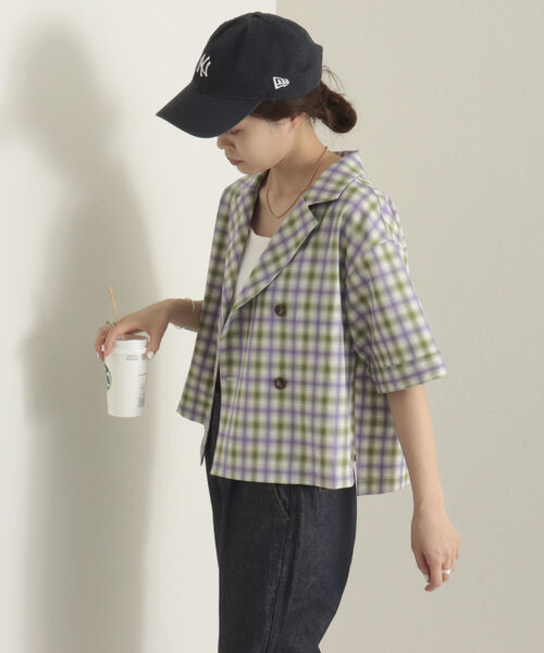 onulsoha(オヌルソハ)の「チェックダブルジャケットブラウス(シャツ/ブラウス・レディース・ブラウン系その他/パープル系その他/イエロー系その他・38)」の9枚目の写真