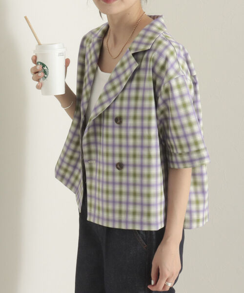 onulsoha(オヌルソハ)の「チェックダブルジャケットブラウス(シャツ/ブラウス・レディース・ブラウン系その他/パープル系その他/イエロー系その他・38)」の17枚目の写真