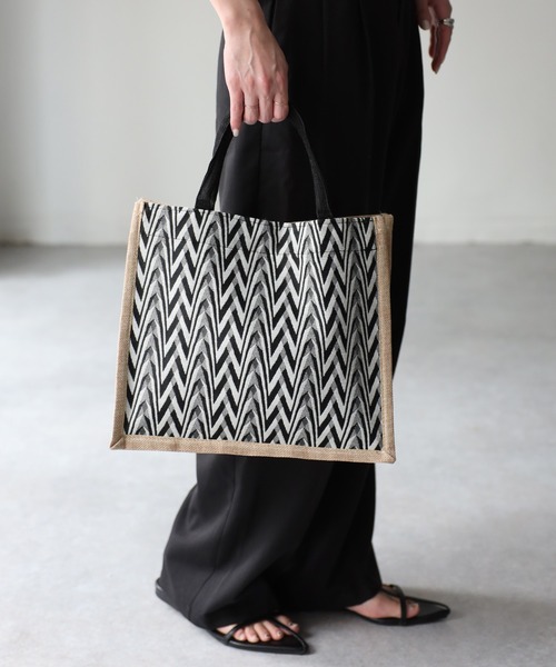 ヘリンボーン柄トートバッグ（かごバッグ）｜Riberry（リベリー）の