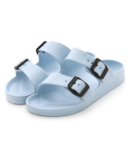 algy（アルジー）の「ダブルベルトサンダルA（サンダル・キッズ・ブラック/サックスブルー・24/20/22）」の2枚目の写真