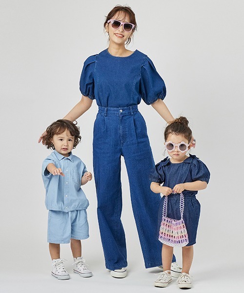 petit main LIEN（プティマインリアン）の「【LIEN】【AJUGA.】デニムワイドパンツ（デニムパンツ・レディース・ブルー/オフホワイト・M/S）」の2枚目の写真