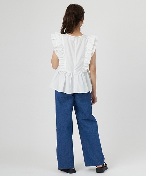 petit main LIEN（プティマインリアン）の「【LIEN】【AJUGA.】デニムワイドパンツ（デニムパンツ・レディース・ブルー/オフホワイト・M/S）」の15枚目の写真