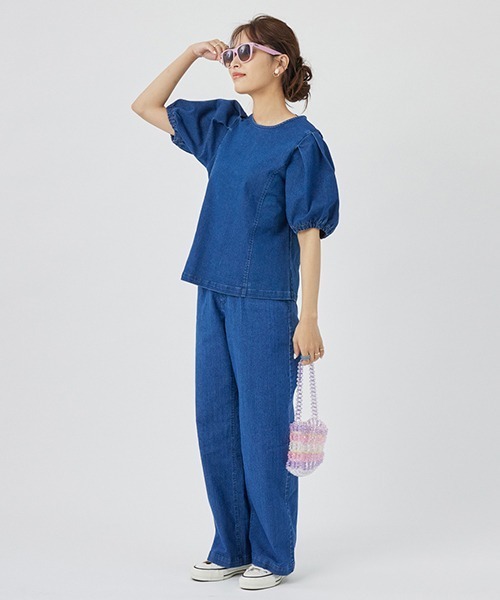 petit main LIEN（プティマインリアン）の「【LIEN】【AJUGA.】デニムワイドパンツ（デニムパンツ・レディース・ブルー/オフホワイト・M/S）」の12枚目の写真