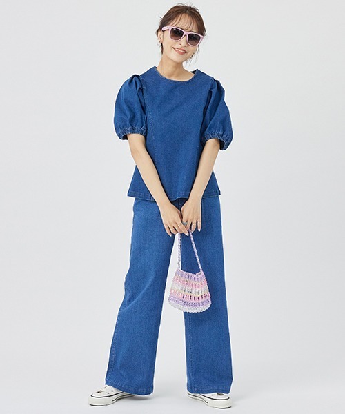 petit main LIEN（プティマインリアン）の「【LIEN】【AJUGA.】デニムワイドパンツ（デニムパンツ・レディース・ブルー/オフホワイト・M/S）」の11枚目の写真